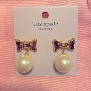 Kate Spade Gold Bow and Pearl Earrings NEW